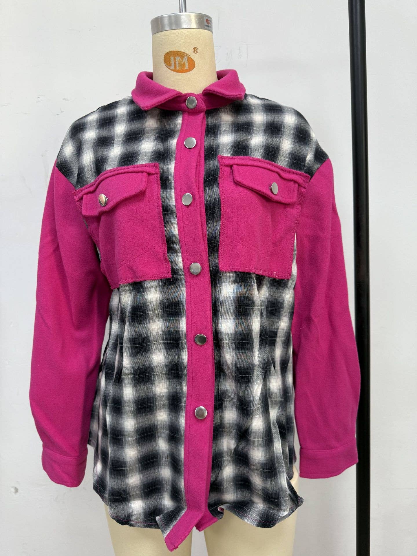 Fashionable color-blocking loose shirt jacket