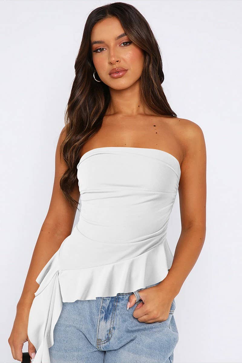 CWTTSL0465_HOT GIRL SLIM FIT TASSEL SEXY TUBE TOP VEST