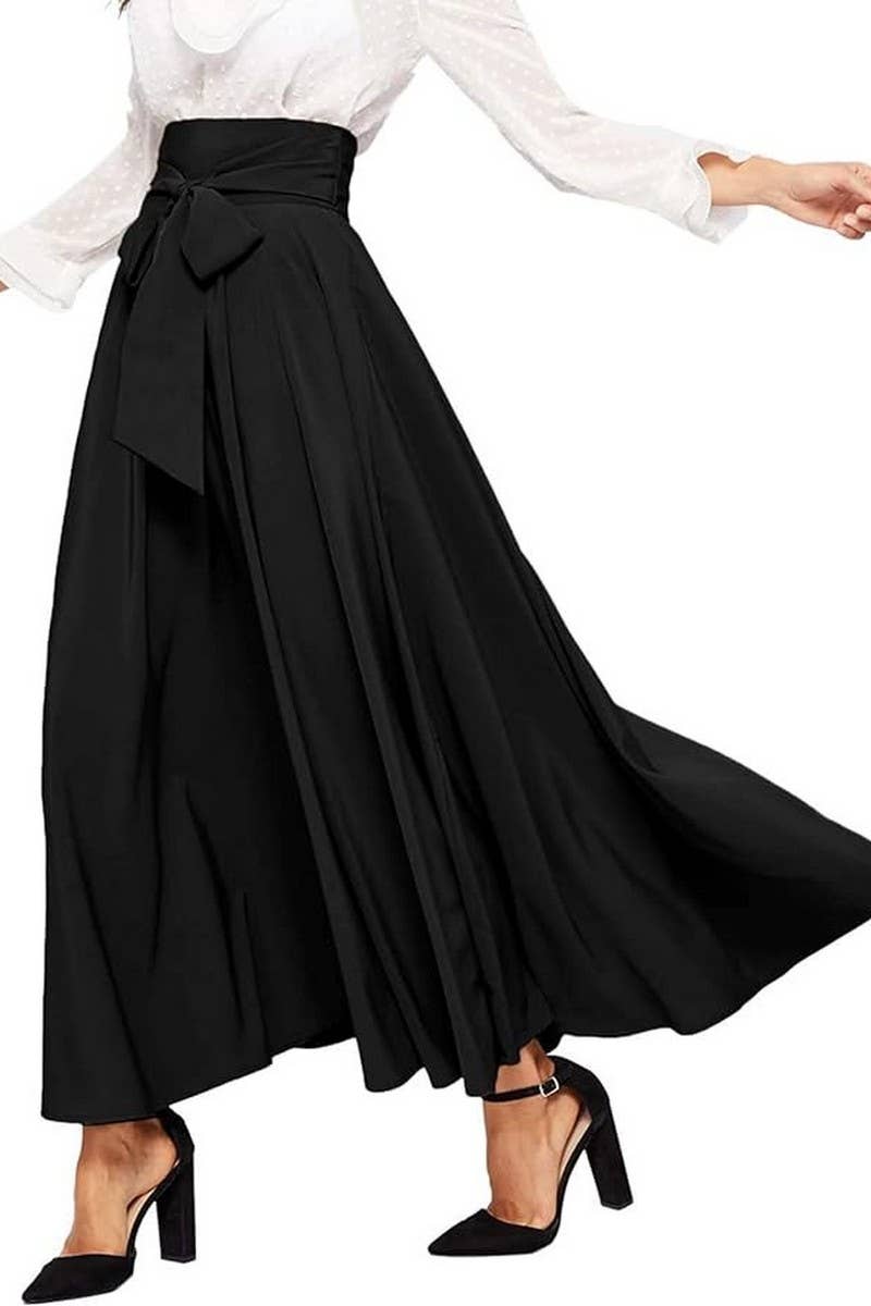 CWBLS0533_SUMMER HIGH WAIST SLIM FRONT TIE A-LINE SKIRT