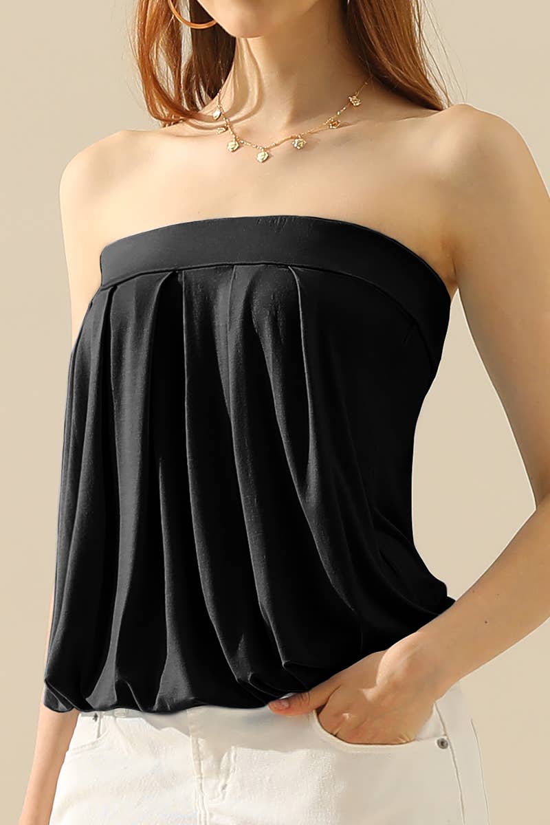 AWTTSL130_Basic Sleeveless Pleated Tube Top