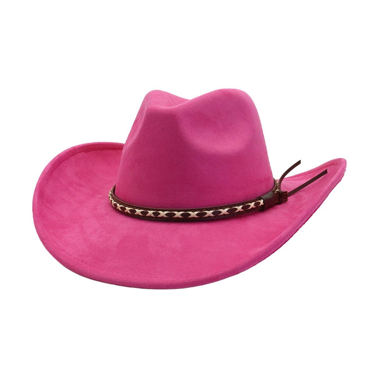 Soft Suede Western Cowboy Fedora Hat Ethnic Style_CWAH04401