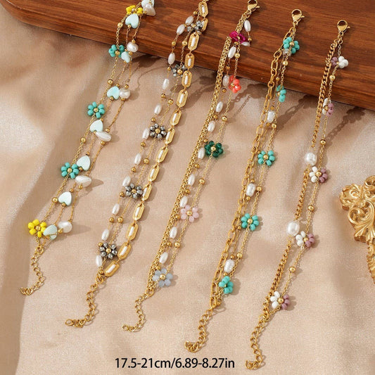 CRYSTAL PETALS 18K GOLD PLATED BRACELET