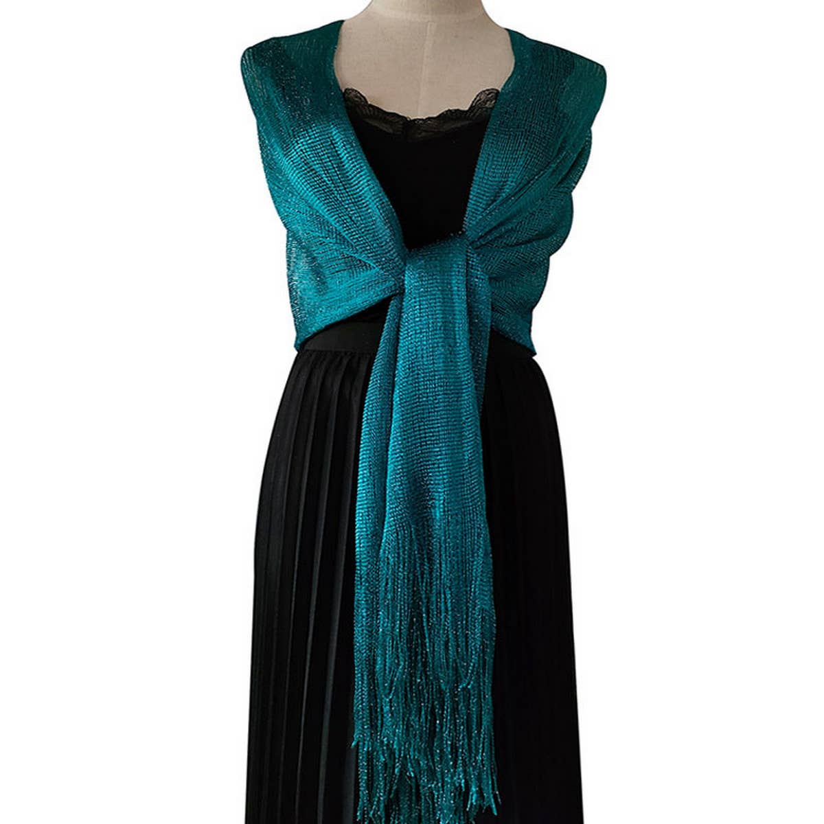 FASHIONABLE GOLD AND SILVER SILK SHAWL
