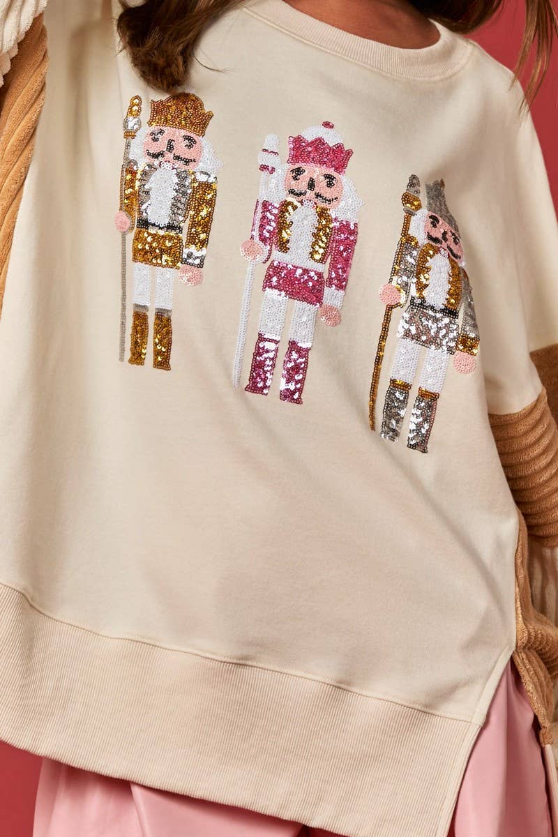 CWTBLL01267_CHRISTMAS SOLDIER SEQUIN COLORBLOCK SWEATSHIRT