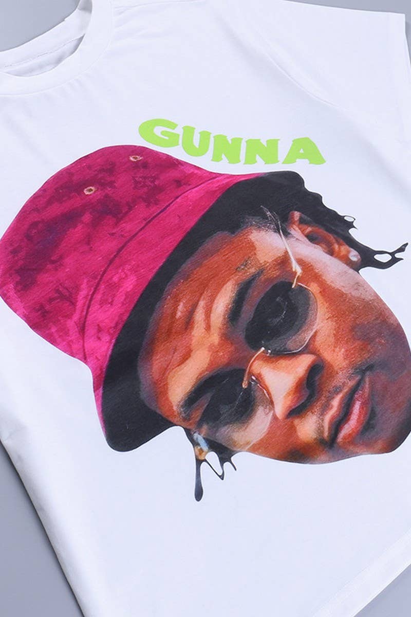 CWTBLS1506_ROUND NECK PORTRAIT PRINT SHORT-SLEEVED T-SHIRT