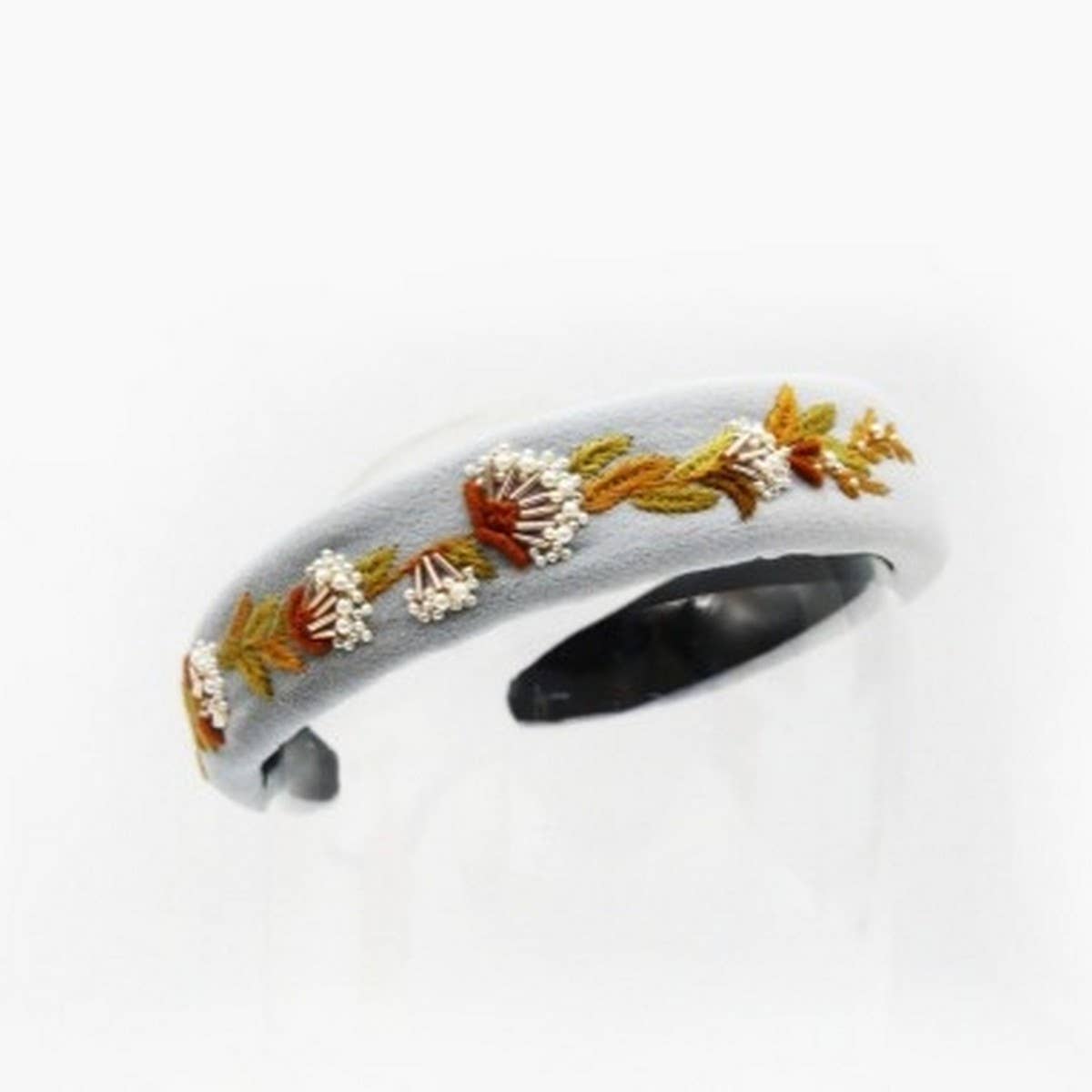 Hand-Embroidered Pearl Vine Flower Headband Vintage