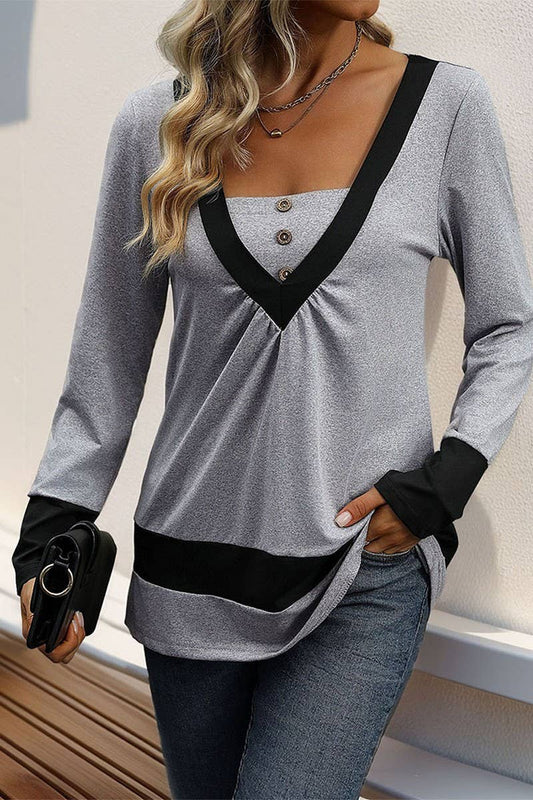 CWTTL1972_SIMPLE COLOR MATCHING CASUAL HOME T-SHIRT