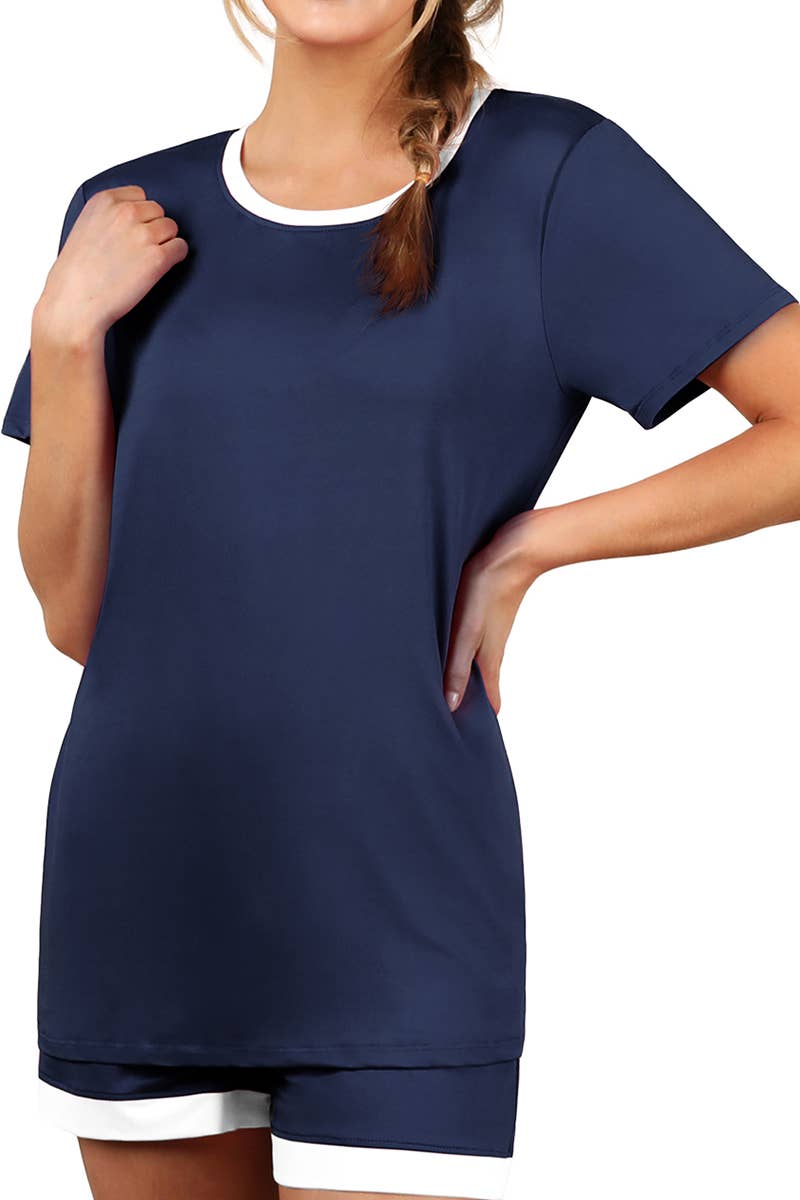 CWSPJ031-P_SHORT SLEEVE TOP WITH SHORTS PAJAMA SET