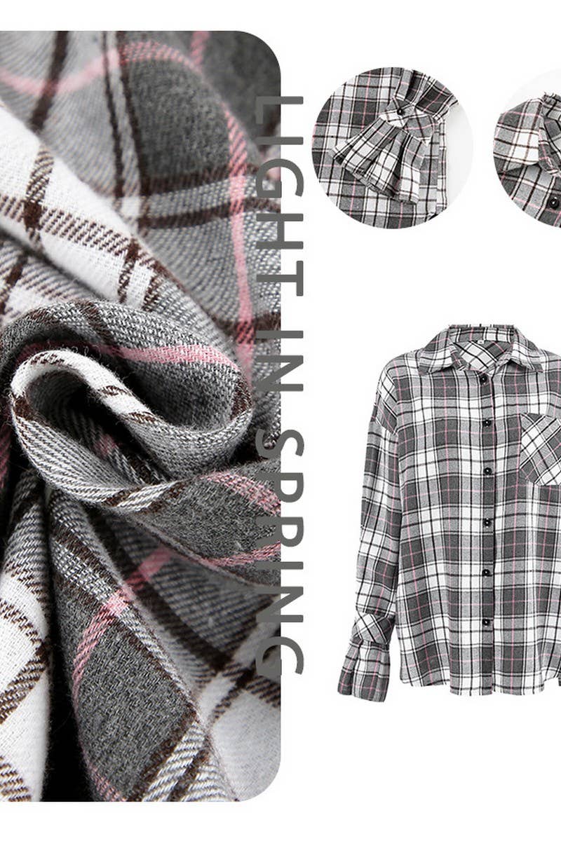 CWTBLL557_CLASSIC LOOSE CASUAL PLAID LONG-SLEEVED SHIRT