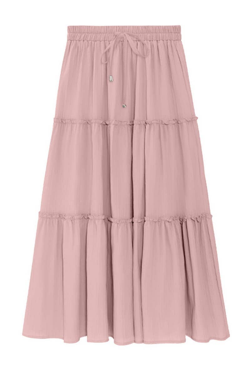 CWBLS0557_CASUAL SOLID PATCHWORK ELASTIC WAIST MAXI SKIRT