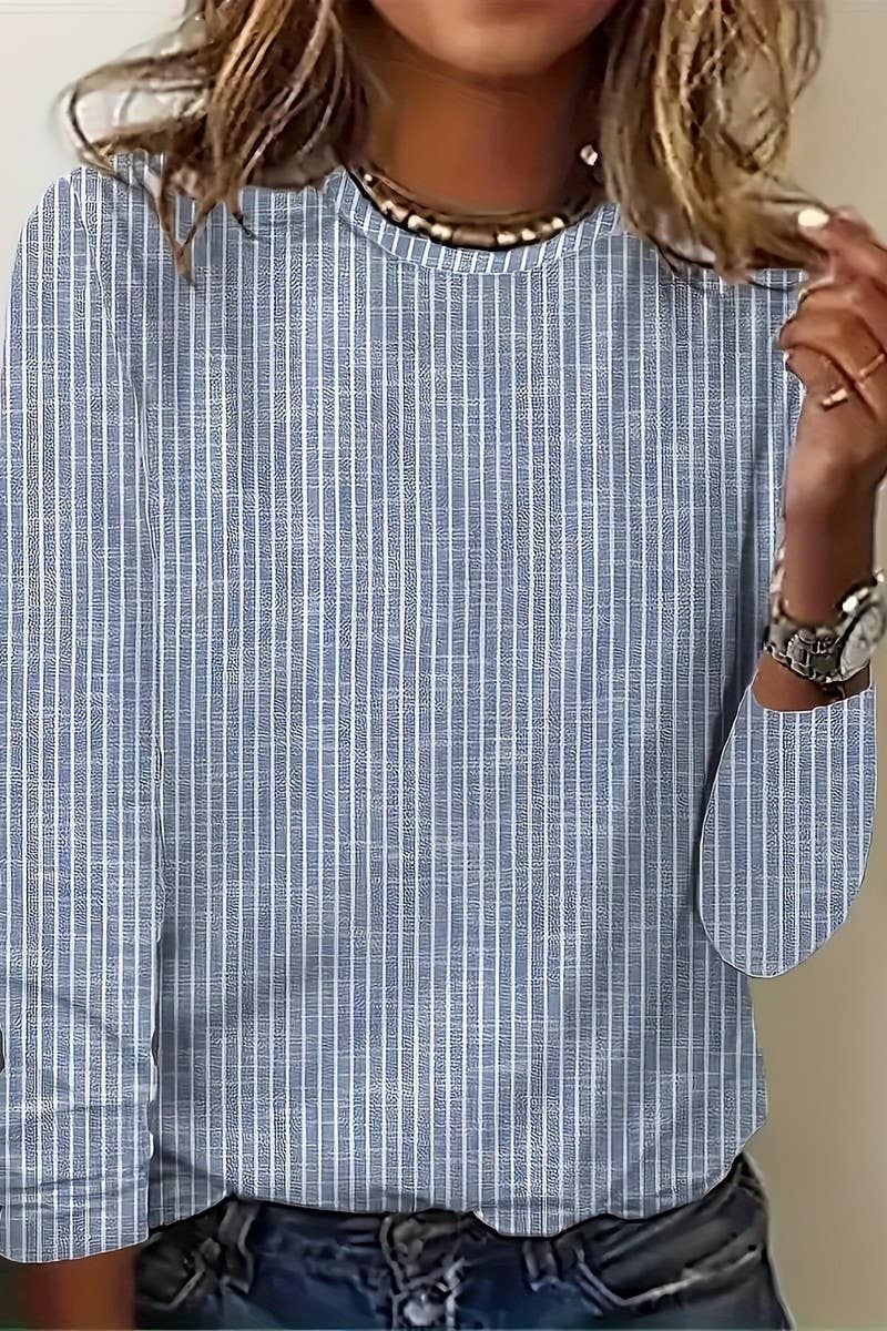 CWTBLL01163_STRIPED PRINT LONG SLEEVE CREWNECK TEE