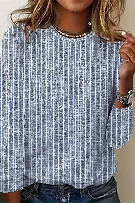 CWTBLL01163_STRIPED PRINT LONG SLEEVE CREWNECK TEE