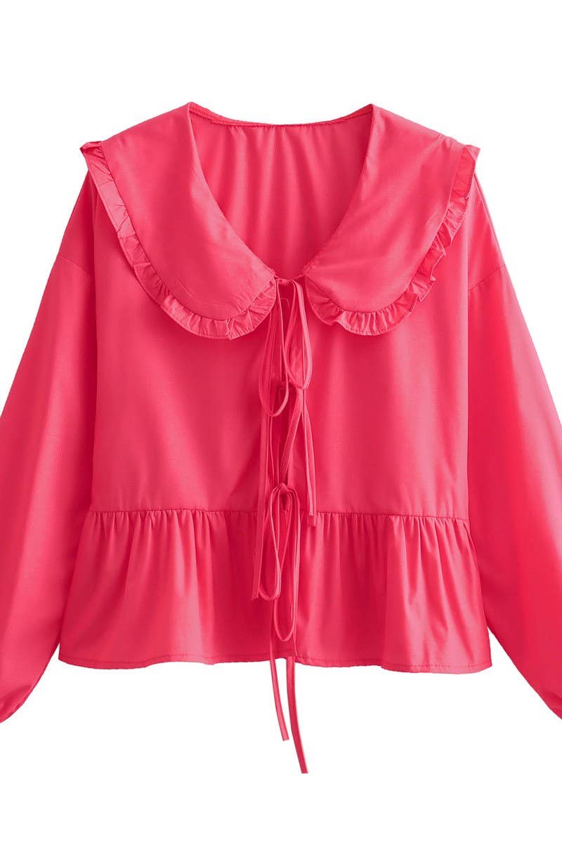 CWTBLL00714_PETER PAN COLLAR LACE LONG SLEEVE SHIRT