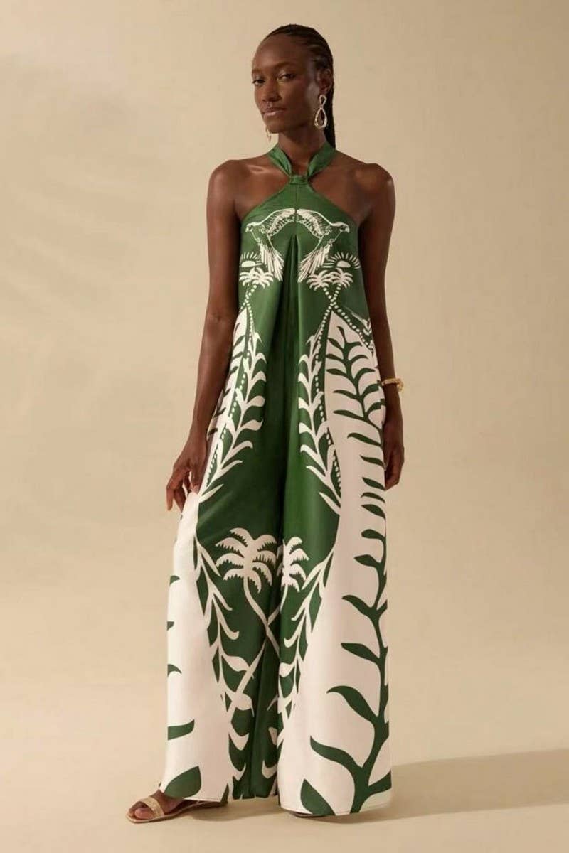 CWBLP2033_FLORAL HALTER SLEEVELESS WIDE LEG PANTS