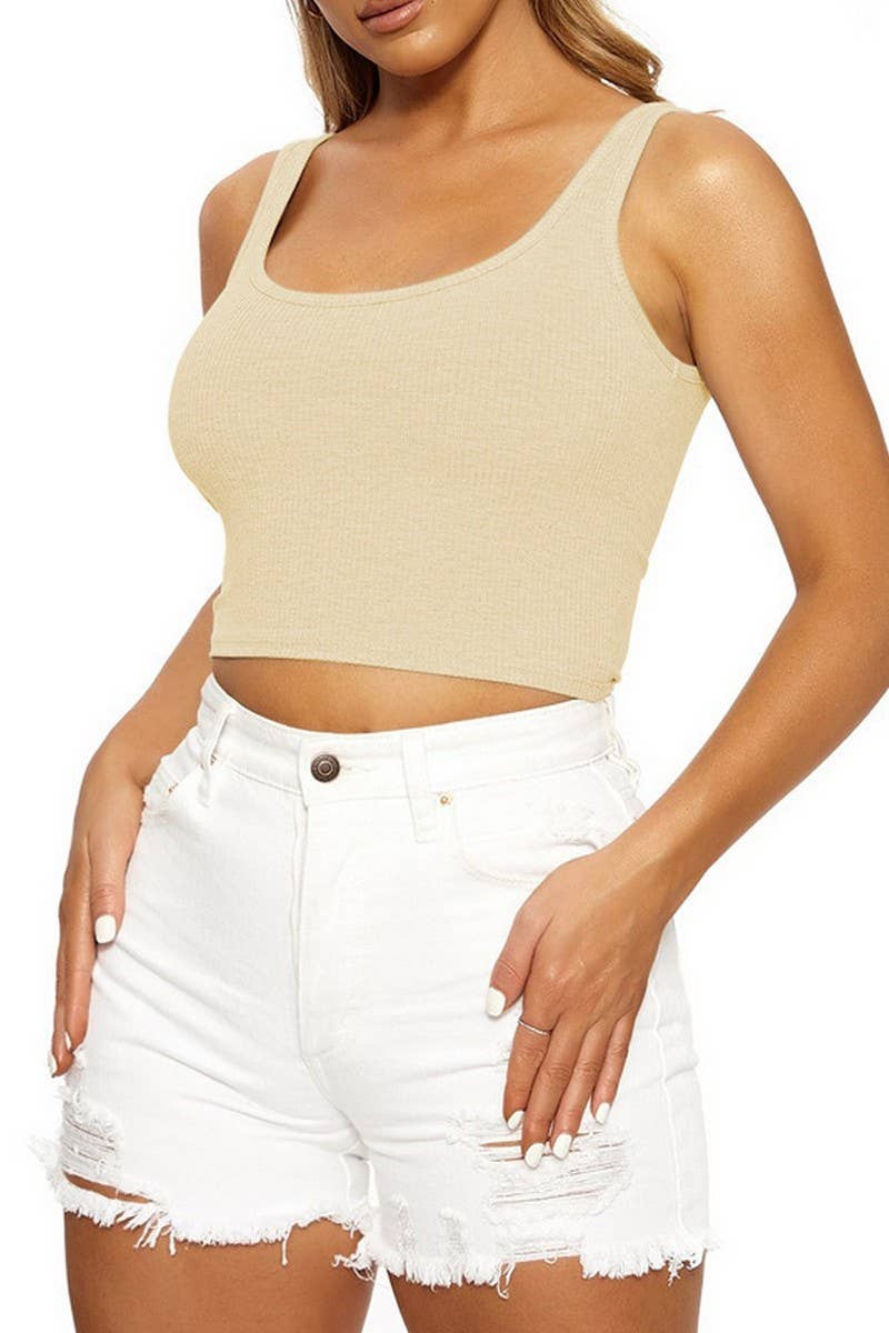 CWTTK0820_SOLID COLOR SHORT SLEEVELESS RIBBED INNER VEST