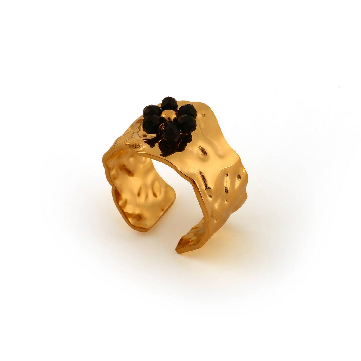 18K Stainless Steel Open Ring with Flower Design_CWMM8938