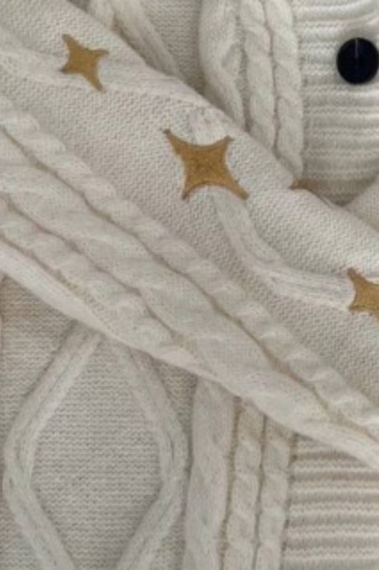 CWOCAL2182_STAR EMBROIDERY BUTTON LONG SLEEVE CARDIGAN