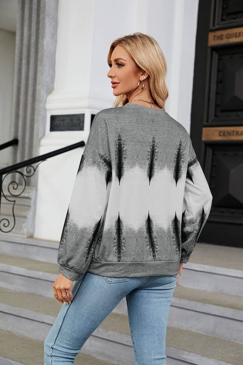 CWTBLL2414_TIE-DYE CONTRAST COLOR CREW NECK LONG SLEEVE TOP