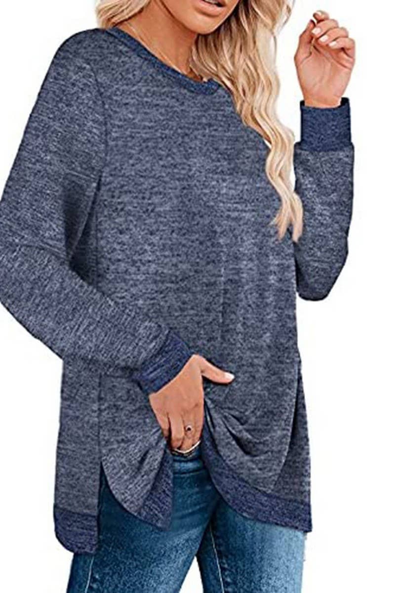 CWTBLL3686_COLORBLOCK SLIT LOOSE CASUAL PULLOVER TOP