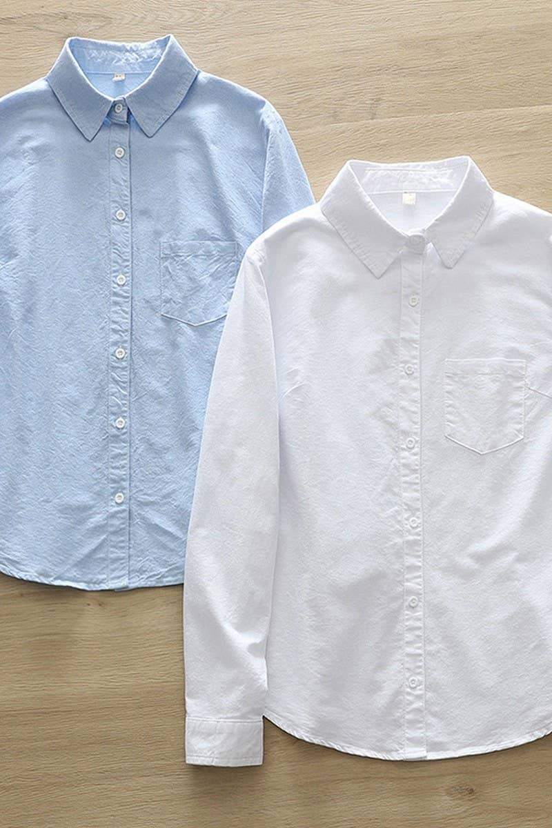 CWTSTL2242_LOOSE LAPEL POCKET LONG SLEEVE STRIPED SHIRT TOP