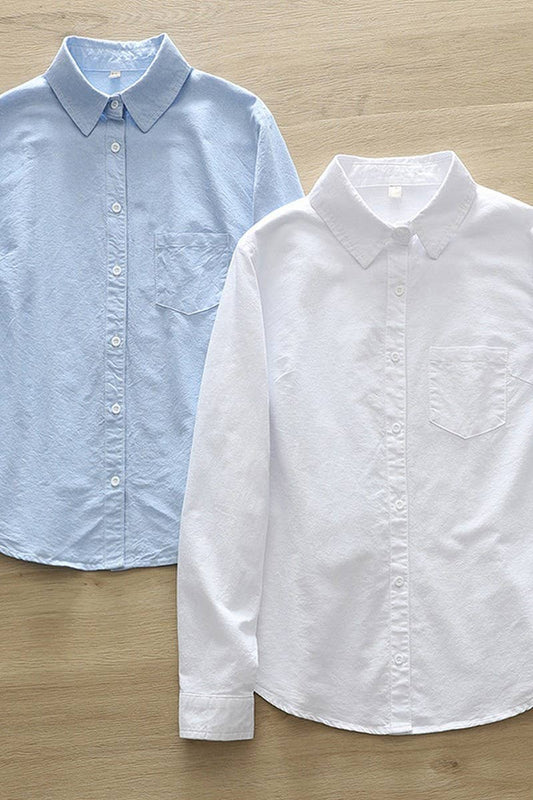 CWTSTL2242_LOOSE LAPEL POCKET LONG SLEEVE STRIPED SHIRT TOP