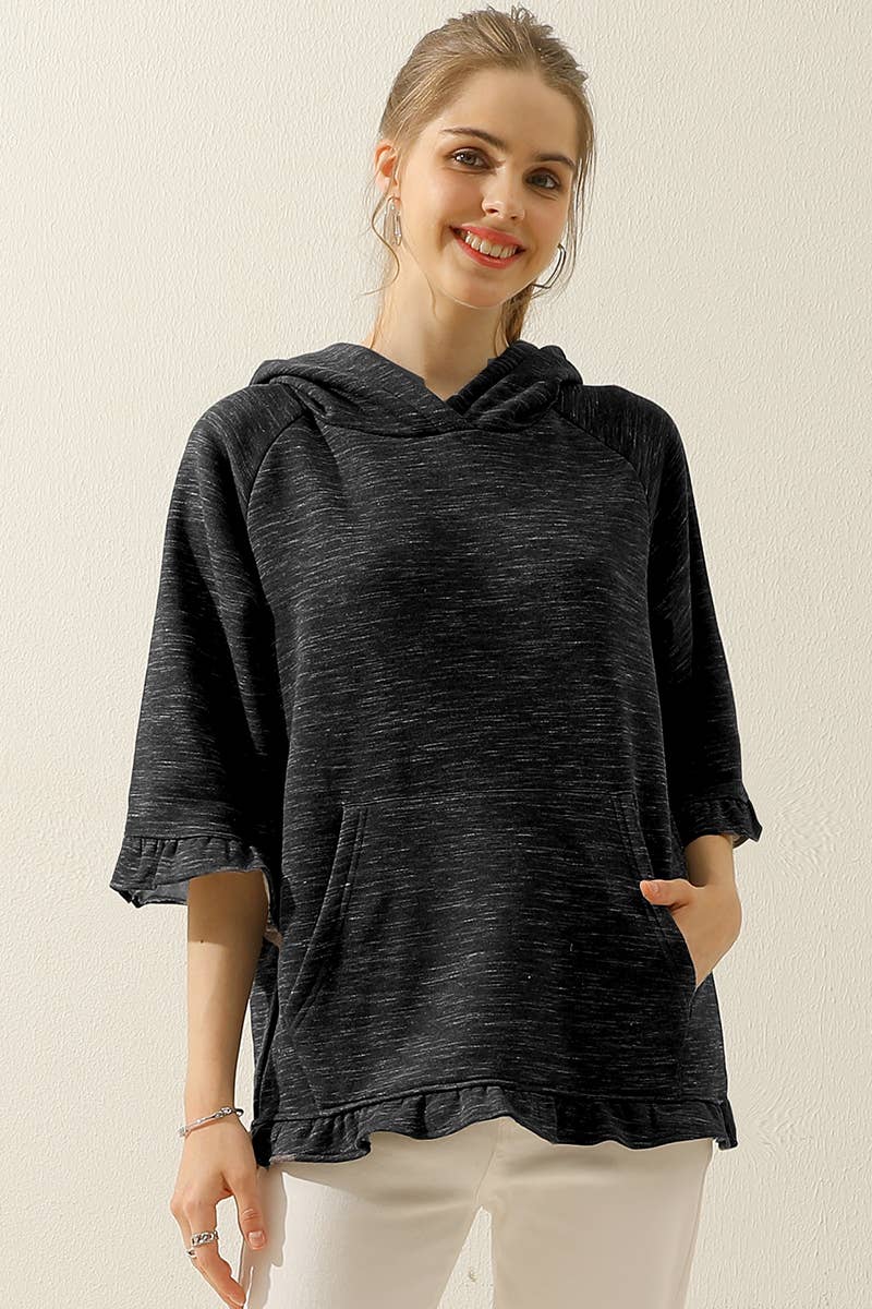CWOHOL425-P_PLUS SIZE 3/4 SLEEVE HOODIE SWEATSHIRT