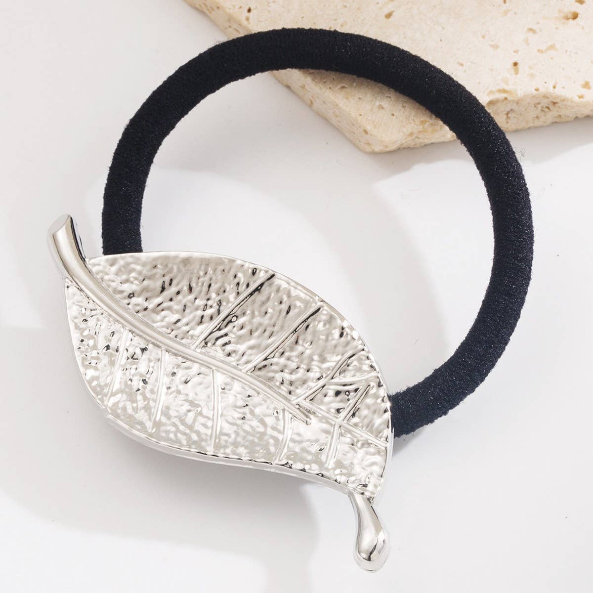 Elegant Leaf Bow Elastic Hair Tie for Women