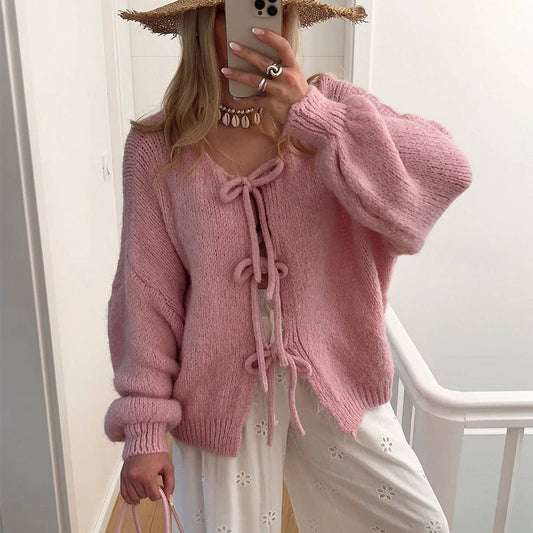 Women's Tie Front Knit Cardigan Sweater