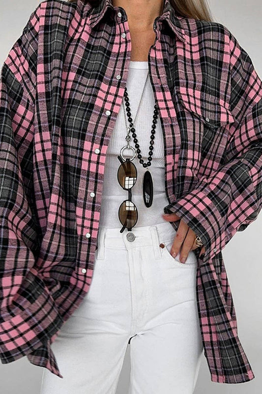 CWTSTL907_PLAID CASUAL LOOSE LONG-SLEEVED SHIRT