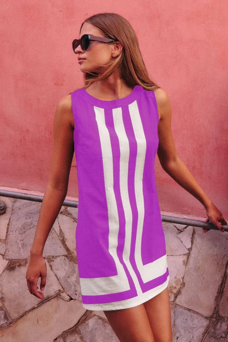 CWDSD8064_SUMMER HOLIDAY STYLE SLEEVELESS CASUAL DRESS