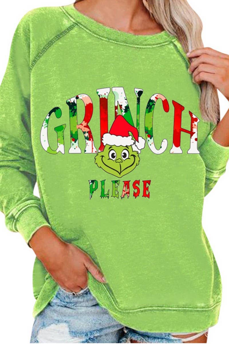 CWTBLL01326_CHRISTMAS CARTOON HORN SLEEVE SWEATSHIRT