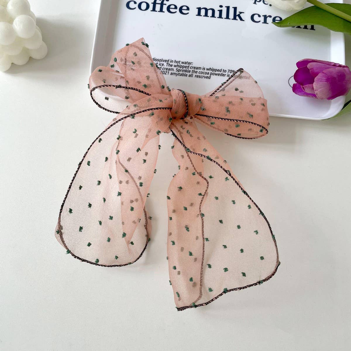 FASHIONABLE POLKA DOT BOW SCARF SCARF