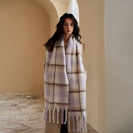 Designer Soft Plaid Faux Cashmere Scarf for Winter