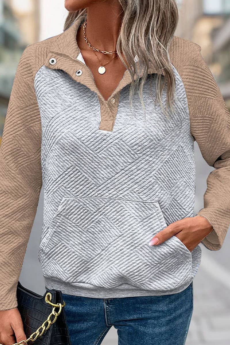 CWTBLL1248_STAND COLLAR CONTRAST COLOR STITCHING SWEATSHIRT