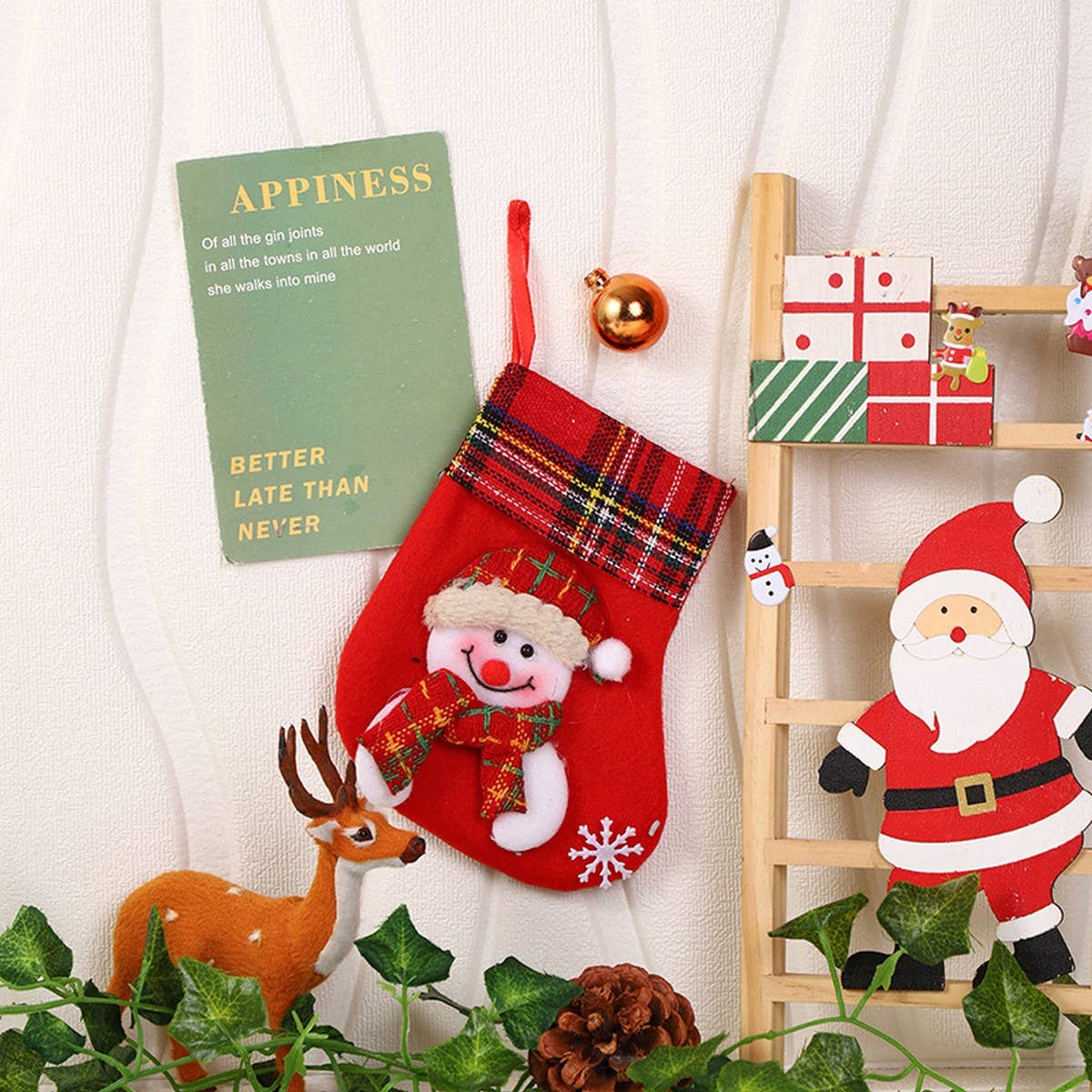 SEQUINED 3D SANTA CLAUS CHRISTMAS STOCKINGS