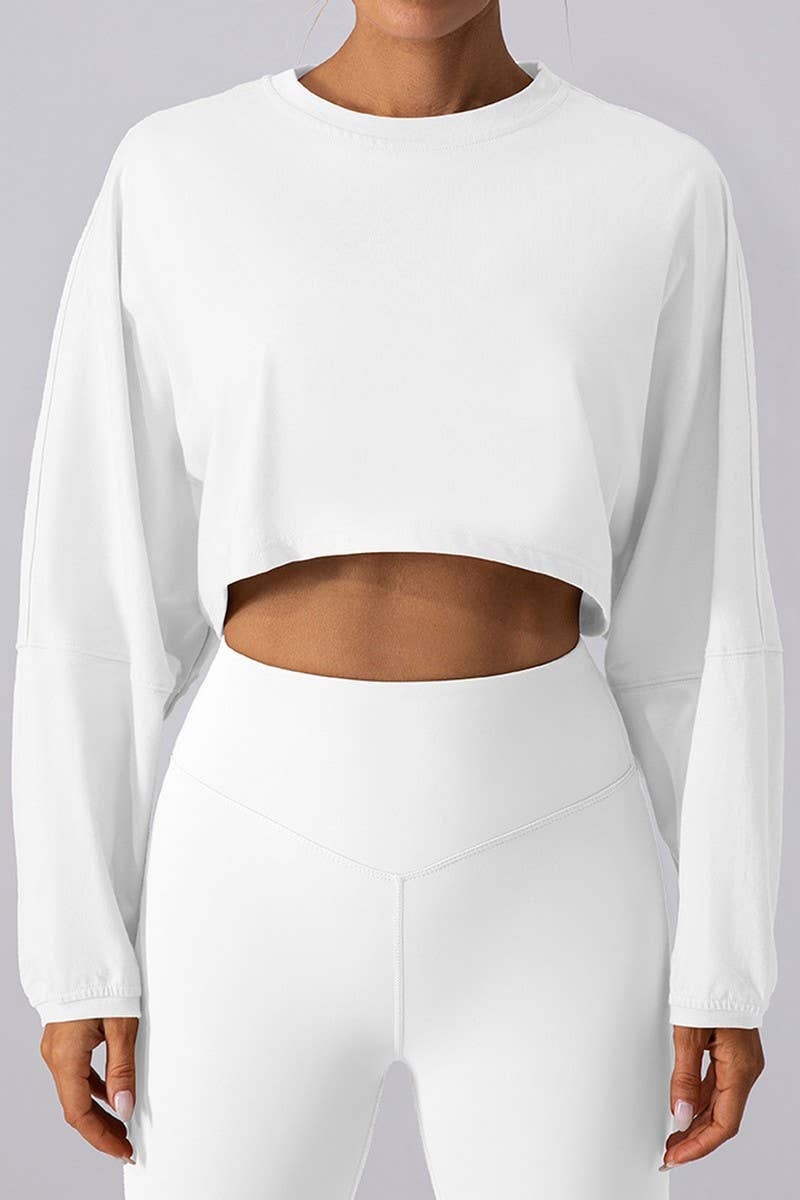 CWTTL2061_SPORTS SHORT ROUND NECK LOOSE SWEATSHIRT T-SHIRT