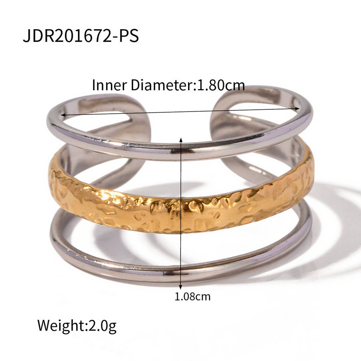 STAINLESS STEEL COLOR MATCHING THREE-LAYER RINGS_CWAJE1240