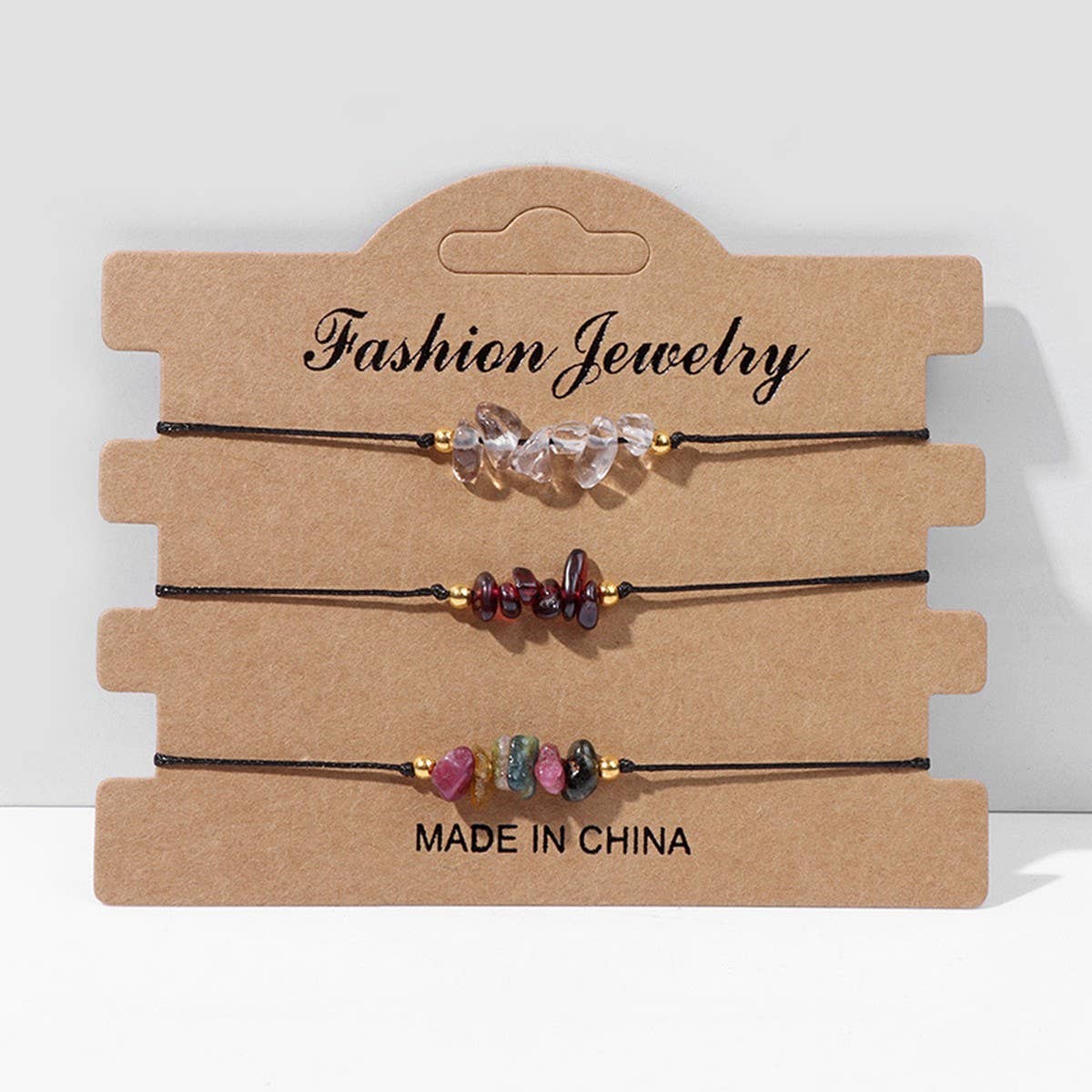 CRUSHED STONE TRIO BRAIDED BRACELET