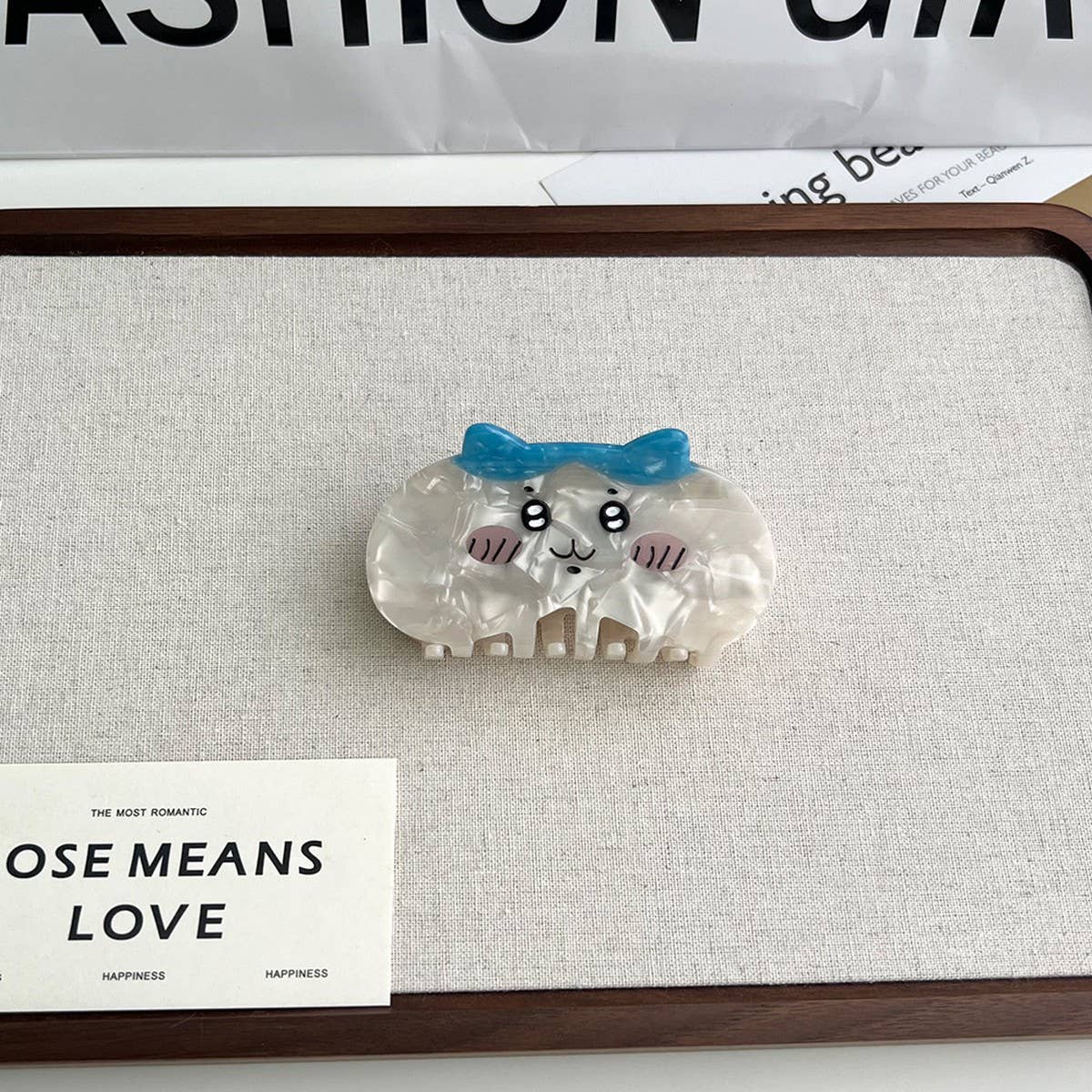 Cute Cartoon Cat Acetate Hair Clip with Bunny