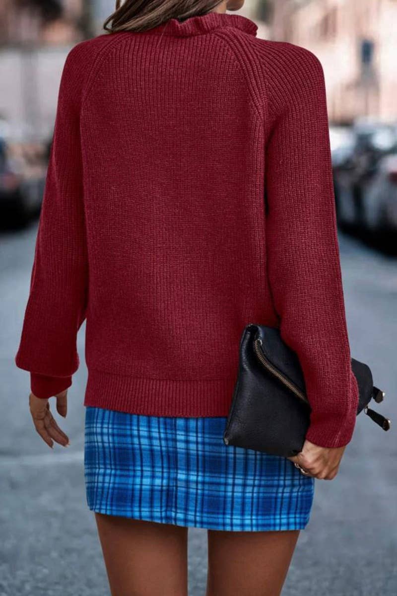 CWOSWL5140_LONG-SLEEVED SWEATER WITH RUFFLED COLLAR BUTTONS