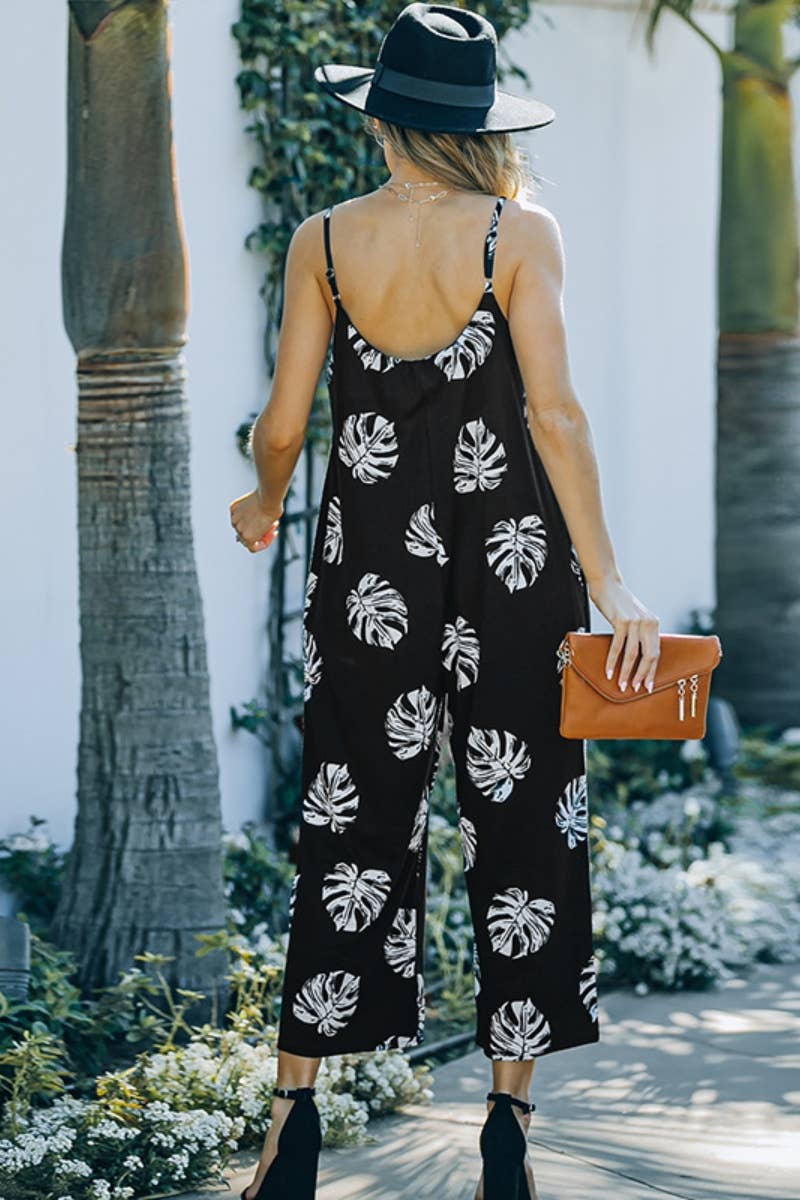 CWSJS1112_SLEEVELESS PRINTED HALTER ROMPER MID-LENGTH