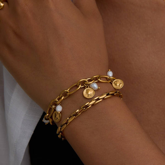 18K Gold Titanium Steel Chain Bracelet_CWAJE4786