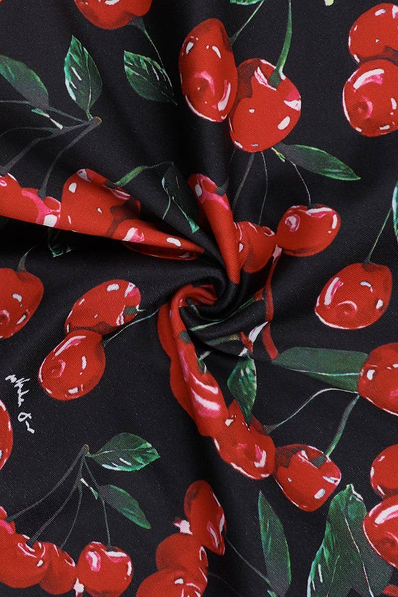CWDSD7658_ELEGANT CHERRY PRINT BODYCON CAMI DRESS