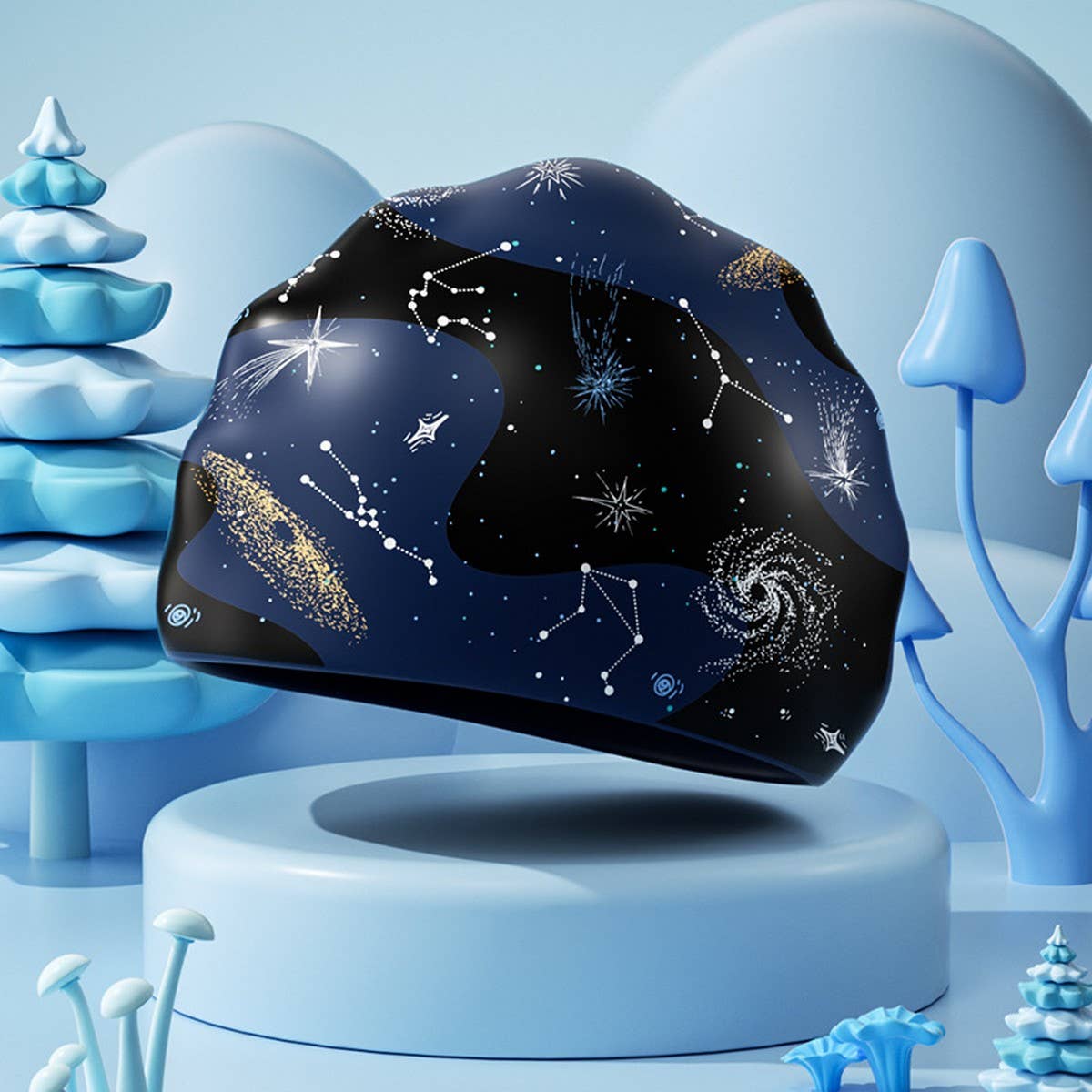 Boys' XL Silicone Swim Cap ?“Galaxy Print Comfy Fit_CWMM6785