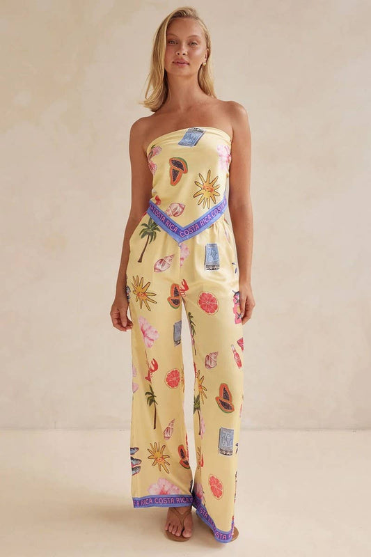 CWSTB1791_PRINTED STRAPLESS WIDE LEG TWO PIECE SET