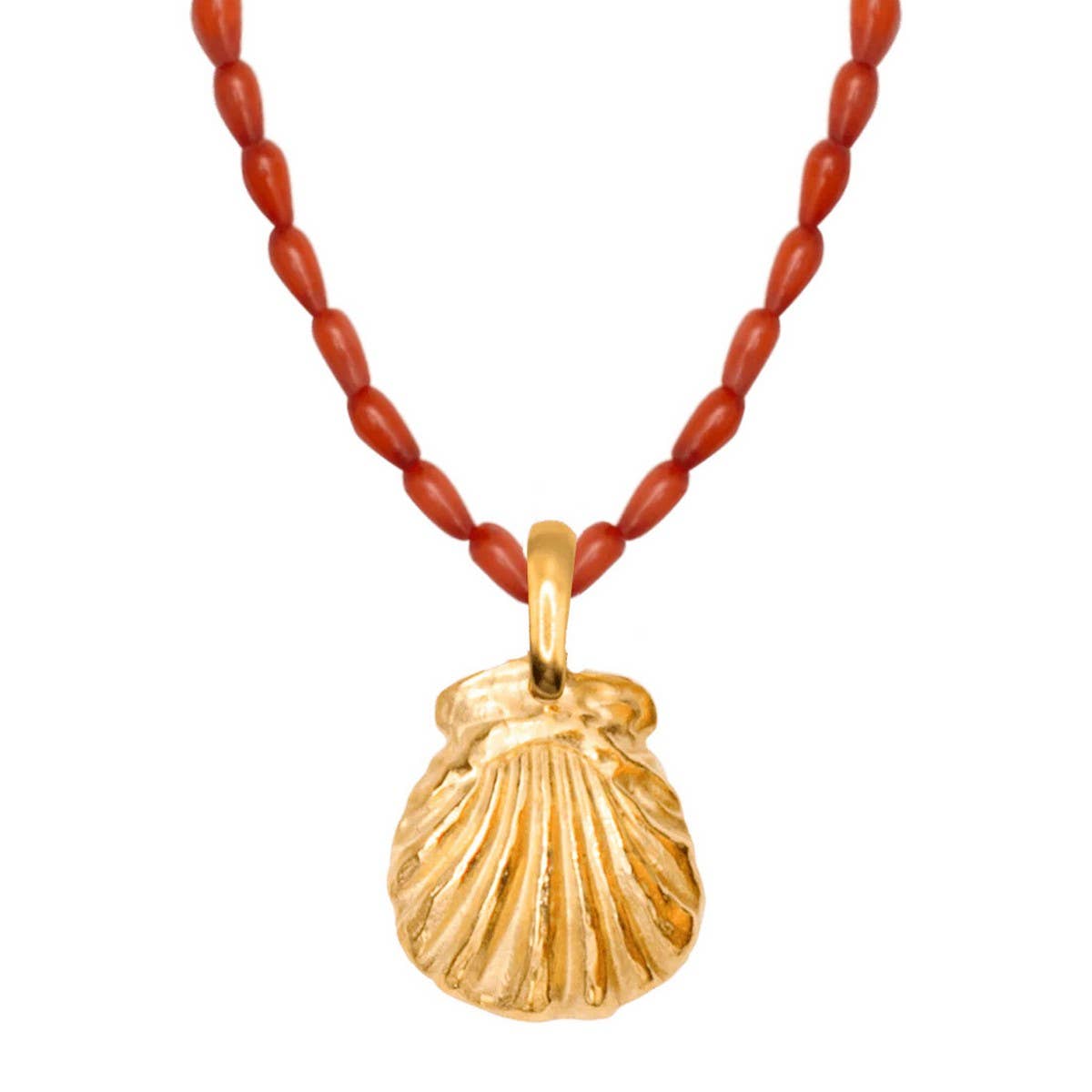 Gold Ocean Charms Necklace ? Fish & Shell Beads