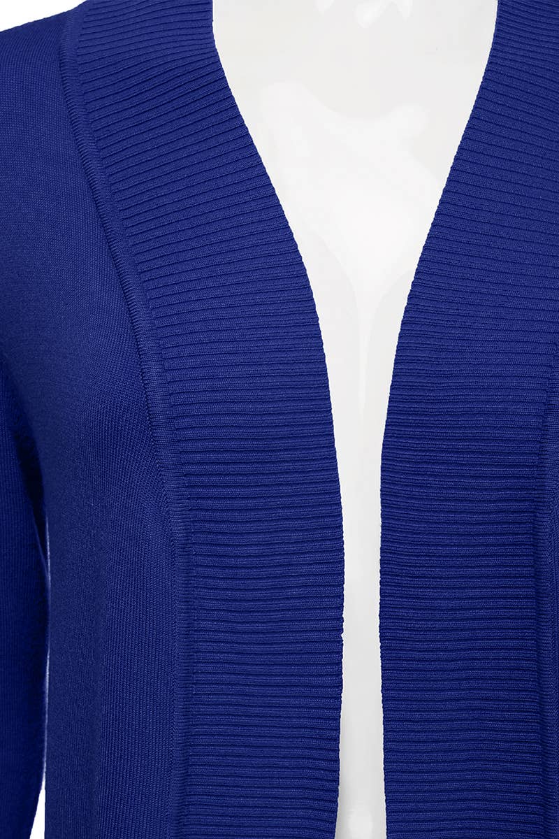 AWOCAL313_Open Front Long Sleeve Pockets Sweater Cardigan