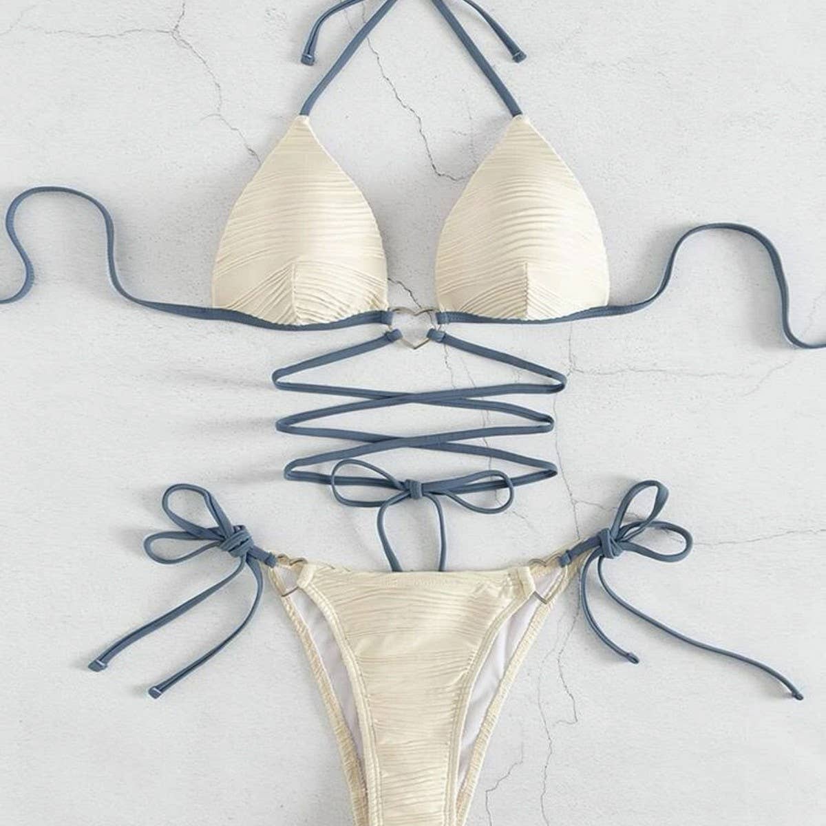 Hard Cup Bikini Set - Tie Side Sexy Swimsuit