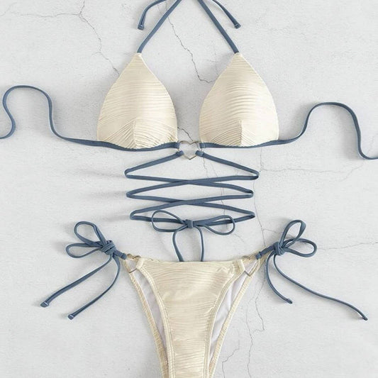Hard Cup Bikini Set - Tie Side Sexy Swimsuit