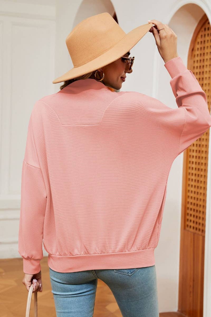 CWOHOL0988_LONG-SLEEVED HOODIE WITH LAPEL ZIP POCKET